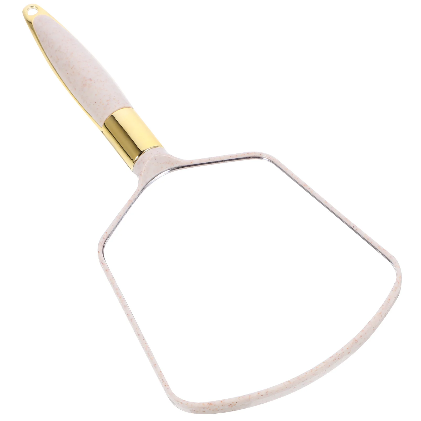 

Square Handle Mirror Durable Clear Lightweight Beige for Store Home Decoration ABS Glass Handle Mirror