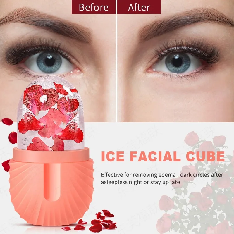 1PCS Facial puffiness massage with ice grid and shell pattern on the face, ice grid beauty products, ice roller facial mask mold