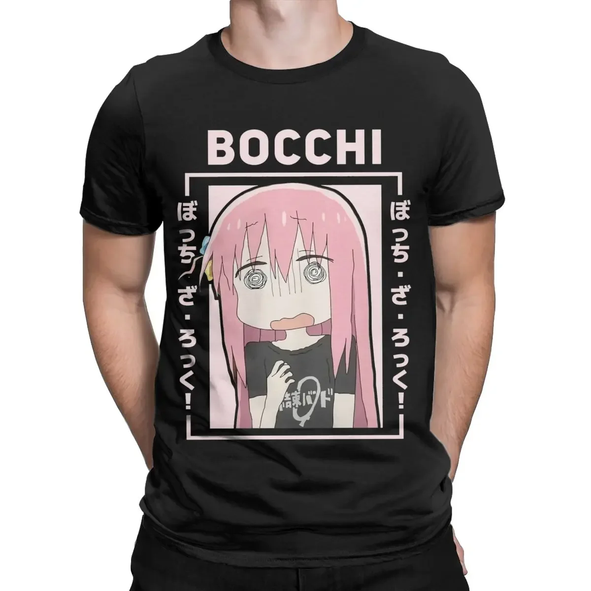 Bocchi The Rock T-Shirts for Men Anime Cool Cotton Tee Shirt Round Neck Short Sleeve T Shirt New Arrival Clothing