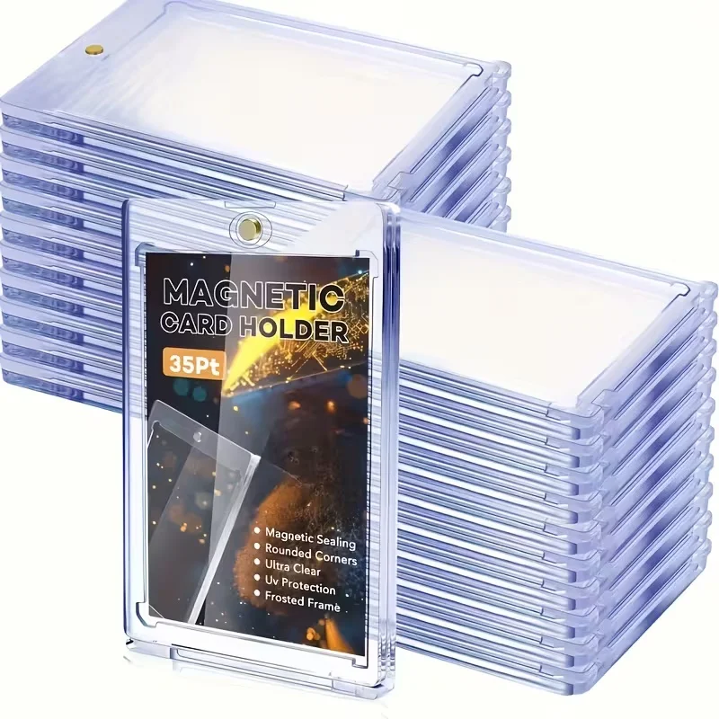 10pcs Magnetic Card Holders, Transparent 35PT Card Sleeves, Card Protectors Suitable for Trading Cards, Protective Plastic Hards