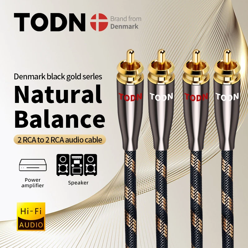 TODN rca cable 6N occ hifi 2rca to 2rca high-end audio cables for Amplifier DAC DAP male to male TV car stereo Mixer