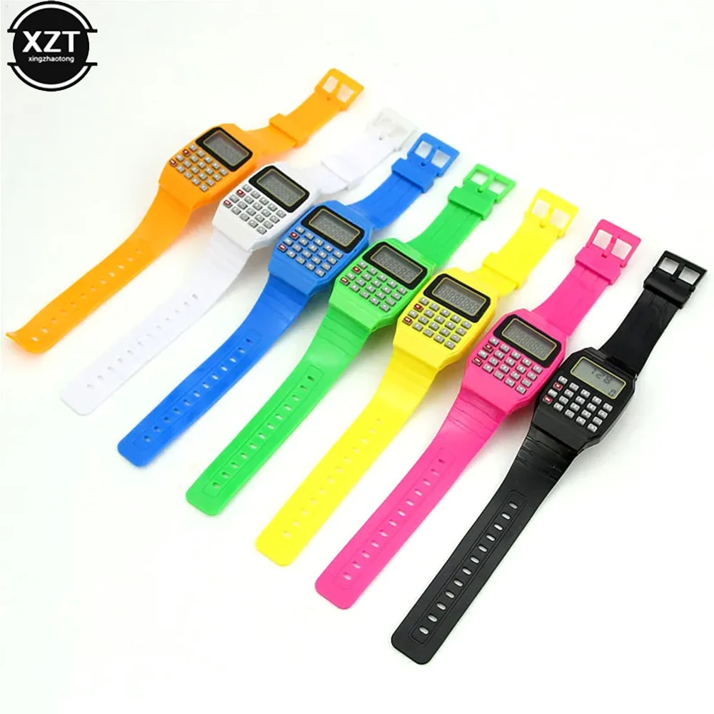 ساعة معصم الأطفال المحمولة الرقمية مربع آلة حاسبة صغيرة اختبار أداة أطفال هدية آلة حاسبة ساعة ذكية