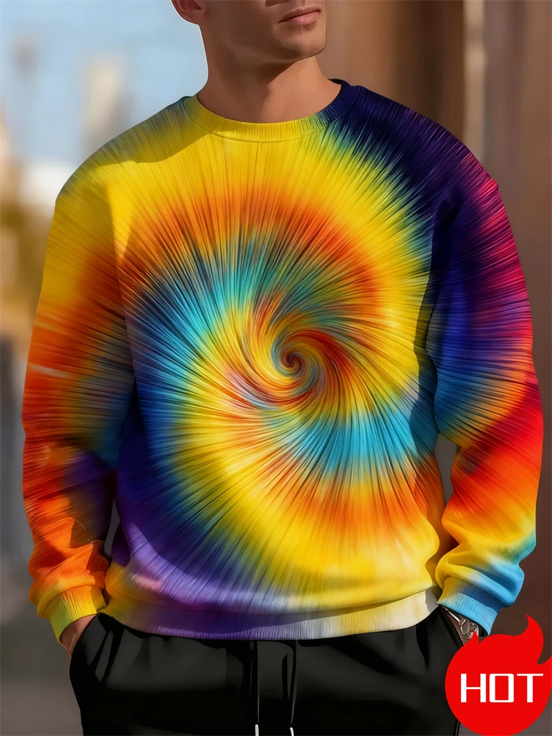 Vortex Graphic 3D Print Sweatshirts For Men Three-dimensional Pattern Fashion Hip Hop Oversized Round Neck Streetwear Pullover
