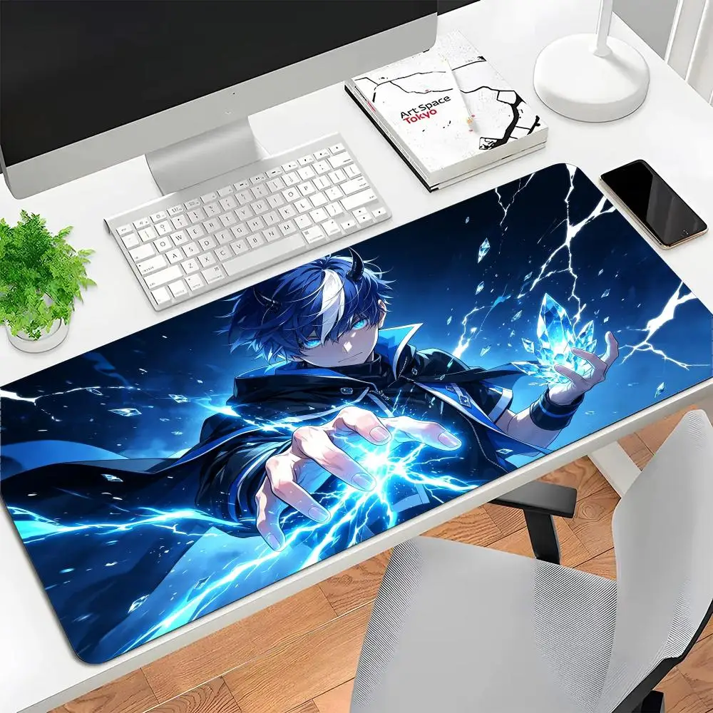 Blue Lightning Anime Boy Mousepad Large Size Table Mat For Laptop Games Office Gaming Workspace For Laptop Workspace