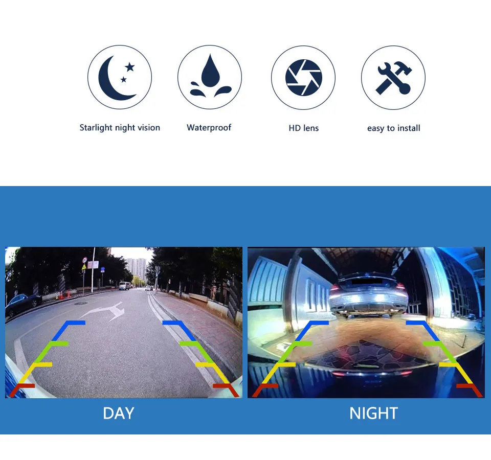 SMARTOUR Auto-Rückfahrkamera 1080P Nachtsicht Rückfahrmonitor CCD Wasserdicht 170 Grad HD-Video Fischaugen-Objektiv – Detail 6