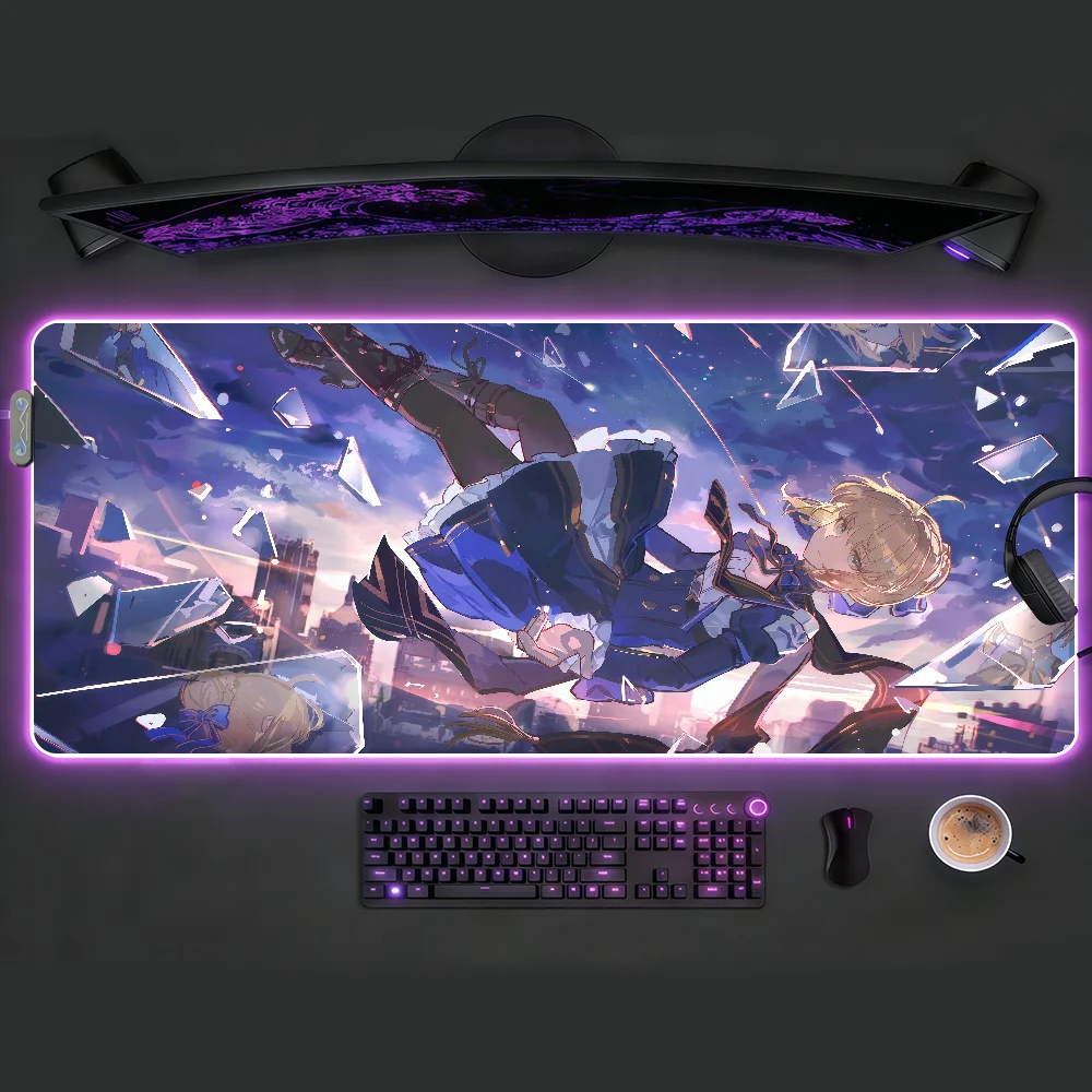 

Коврик для мыши Fate Grand Order Saber с RGB-подсветкой, нескользящий, резиновый, для игр, большой, для компьютера, офиса, геймеров, для клавиатуры