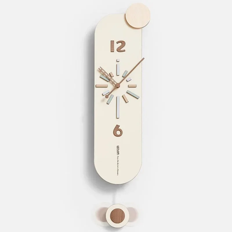 Cream Color Modern Wall Clock Tool Free Hanging Silent Quartz Creative Decor for Living Room Kitchen Dining