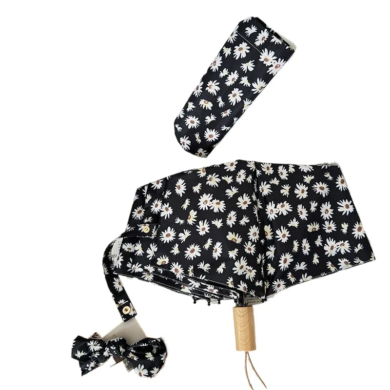 

Simple Floral Umbrella, Weather and Rain Dual-purpose Sunscreen Ultraviolet Parasol, Small and Portable 50% Umbrella for Girls