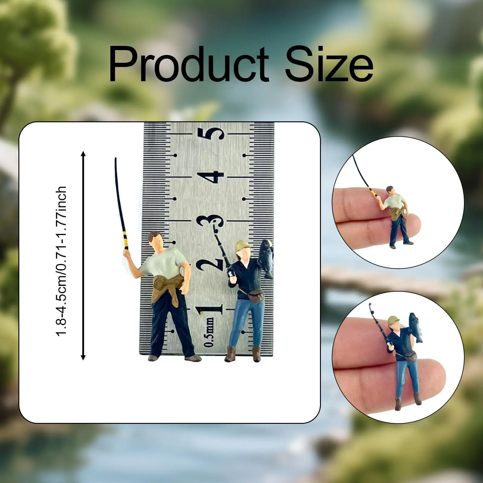4Pcs 1:64 Fishing Figurine Miniature Fisherman Figure for Scenery Landscape
