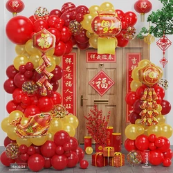 Chinees Nieuwjaar 2025 Ballon Slinger Boog Rood Metallic Gouden Latex Ballonnen voor Lente Festival Party Maannieuwjaar Decor