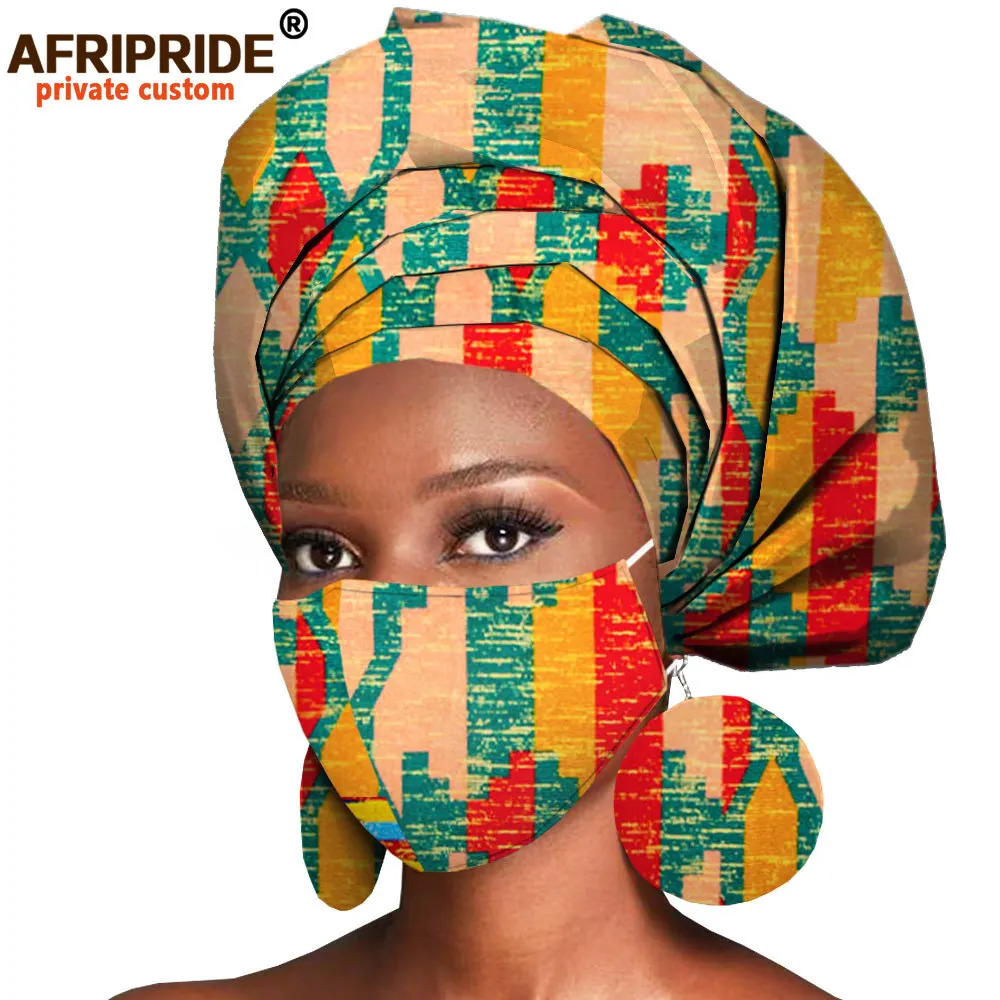 Diadema africana, pendientes, accesorios para el cabello, bufanda, capó, tela de cera Ankara, turbante para la cabeza, pañuelo africano, máscara,