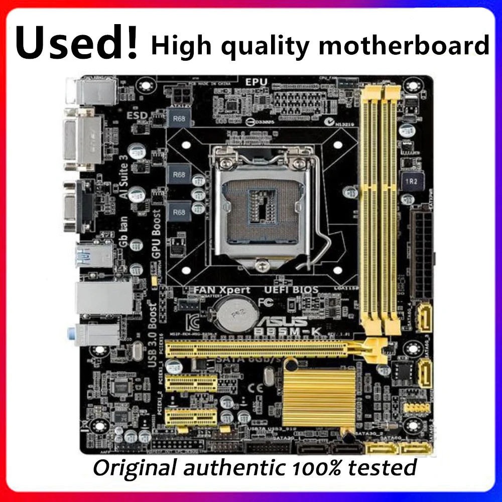 

Материнская плата для настольных ПК Asus B85M-K B85 LGA 1150 для Core i7 i5 i3 SATA3 USB3.0, оригинальная использованная материнская плата