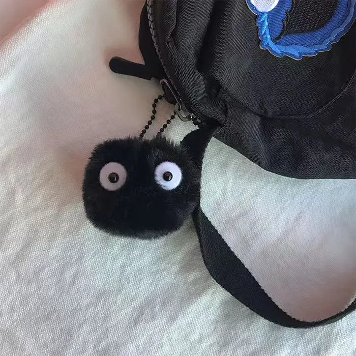 2/4/8PCS Schwarz Elfen Haustier Spielzeug Schlüsselanhänger Zubehör Nette Plüsch Schwarz Kohle Ball Cartoon Tasche Anhänger – Detail 15