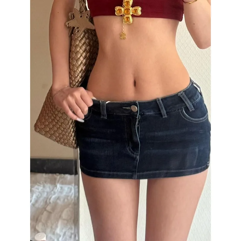 Summer Low Waist Denim Skirt Women Sexy Retro Sle Bodycon Skirts High Street Y2K Millennium Trend Ort Length Color