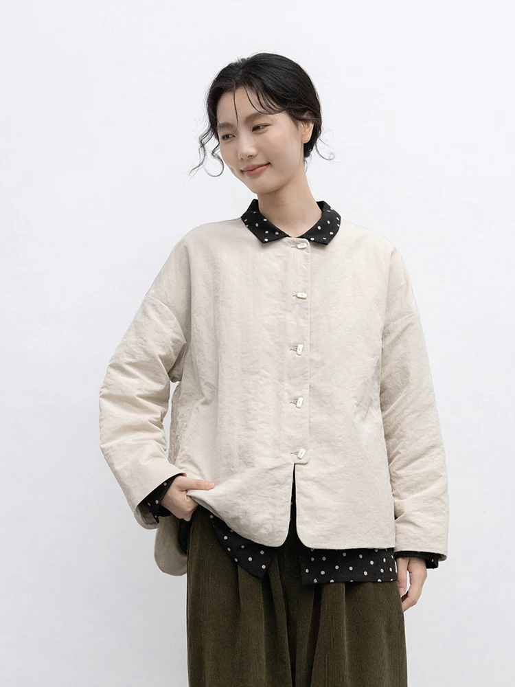 

Новая коллекция Le: Художественная зимняя куртка из смесового хлопка с подкладкой, чисто-бежевая, утепленная, с длинными рукавами, круглым вырезом, однобортная.