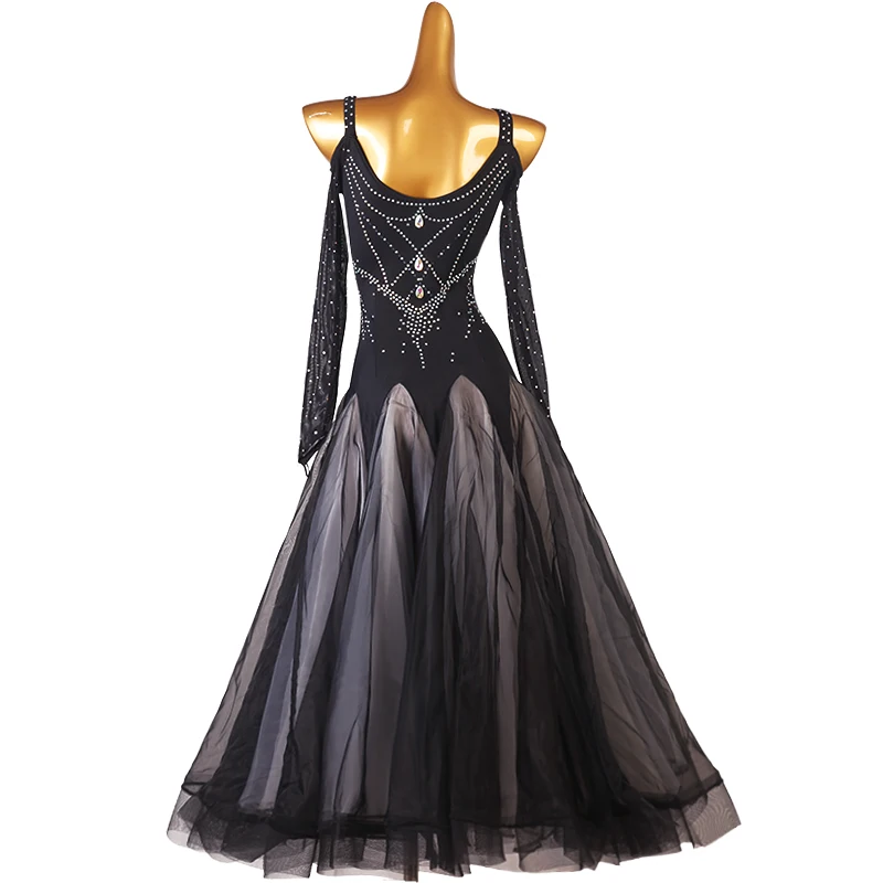 CACARE-vestidos de competición de baile de salón, vestido de vals personalizado, vestidos de Baile Estándar, elegantes, Flamenca D1241, gran dobladillo