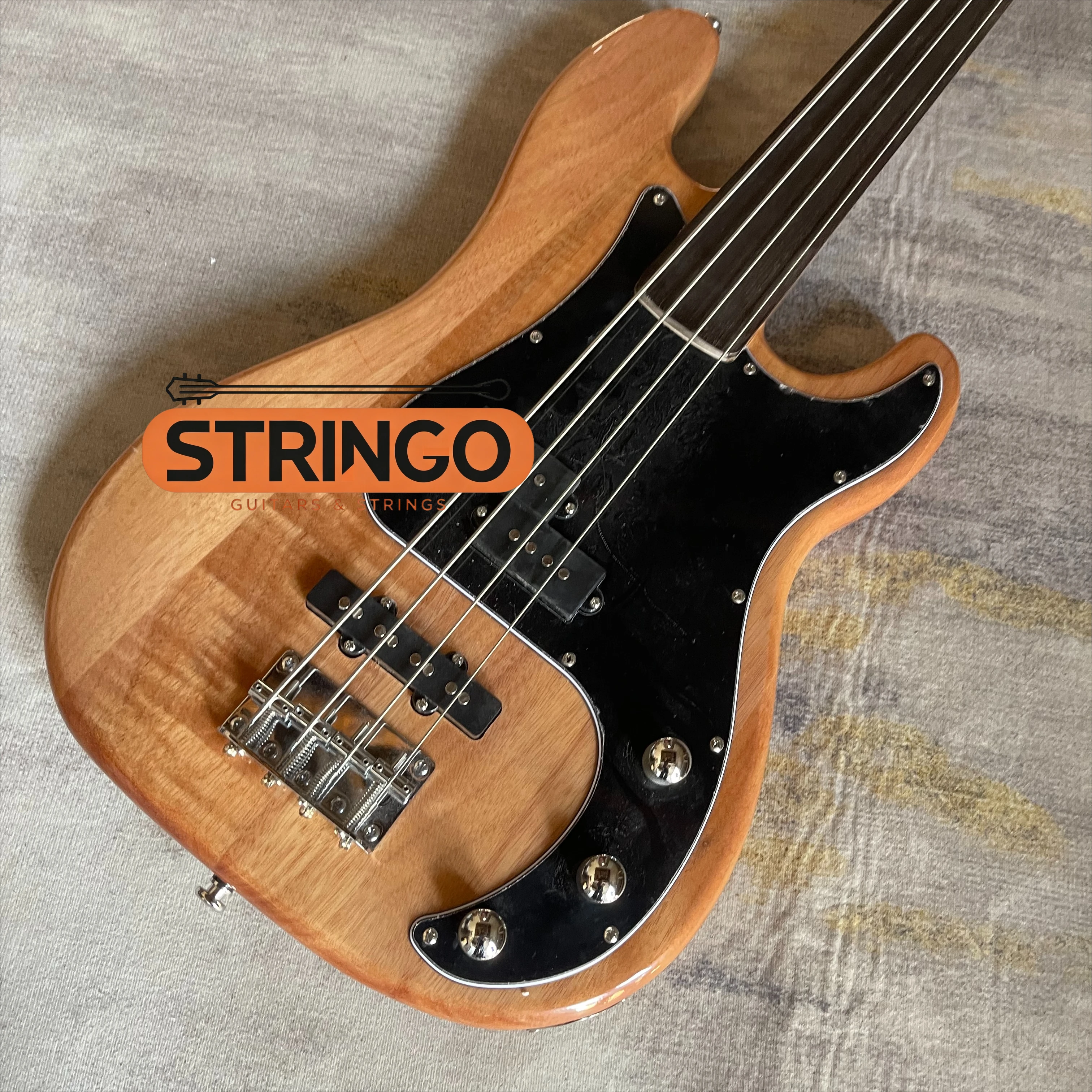 Natural Gloss Tiger Maple Top PB Style PJ Pickups 4 String Electric Bass for Advanced Players Funk Jazz Rock Band Rehearsal