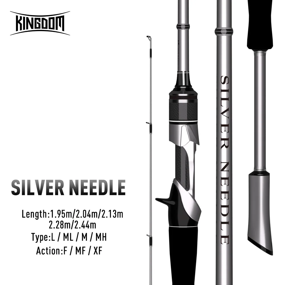 Canne à pêche Kingdom Silver Needle 1.95m 2.04m 2.13m 2.28m 2.44m Ultralégère F MF XF pour la pêche à la ligne et au lancer