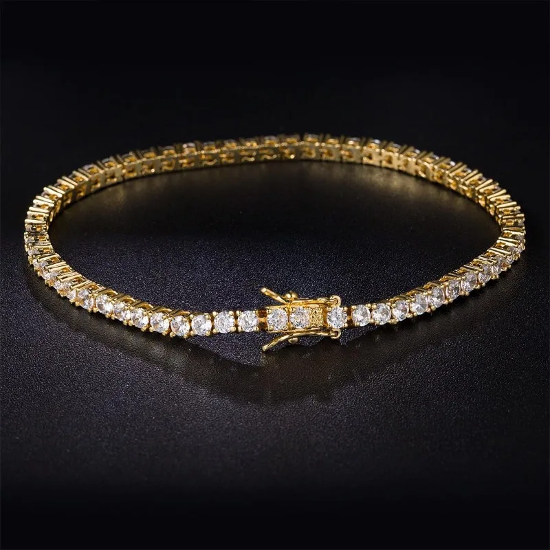 2025 جديد 7-8 بوصة سوار للتنس مع أربعة مخالب مطعمة الزركون سوار للنساء الرجال هدية عيد الحب مجوهرات