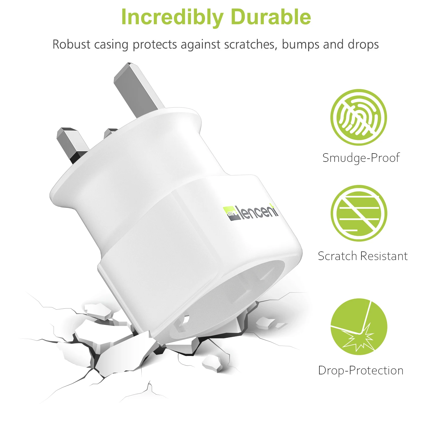 LENCENT 2 PCS EU to UK Travel Adapter Overload Protection Wall Charger AC Power for EU iPhone iPad Android Samsung Charger