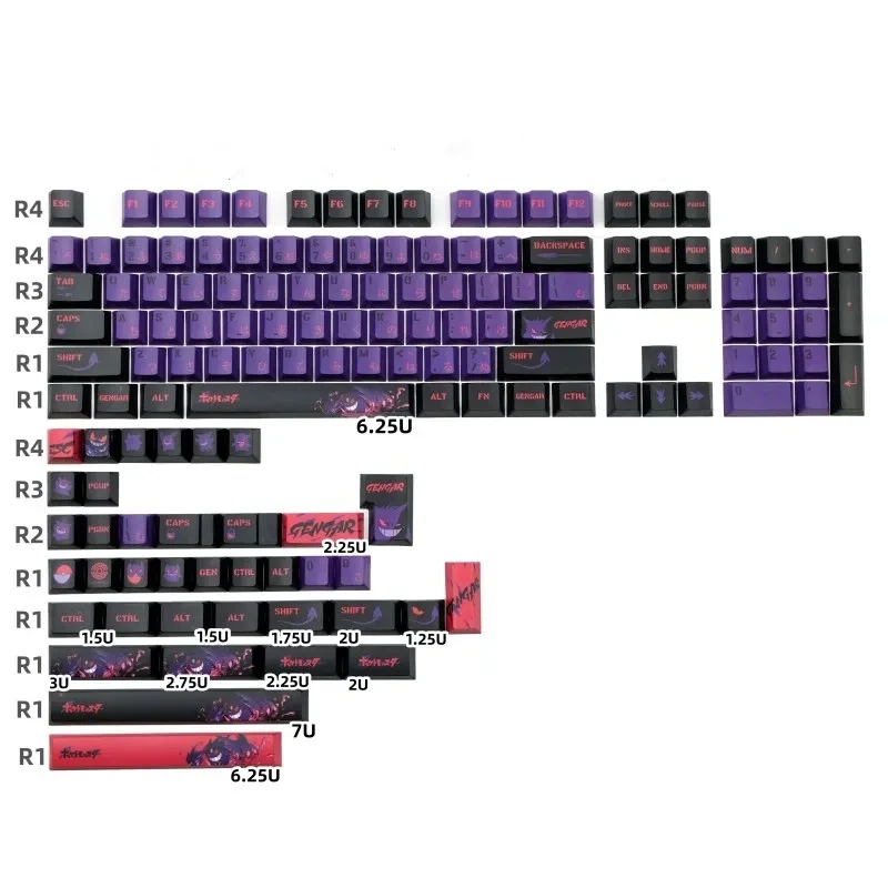 Imagem -05 - Ghost Keycap Kca Perfil Teclas Caps Pbt Lados Tintura Subbed 61 64 68 87 980 104 Hhkb Teclado Mecânico 140 Teclas Set