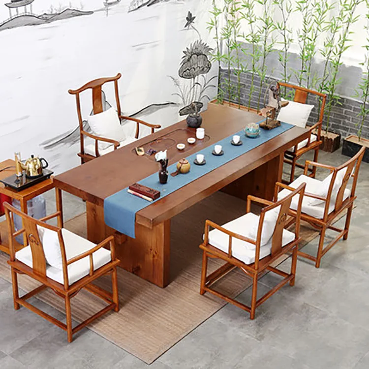 All solid wood meeting guest tea table tea table and chair combination tea shop hotel office
