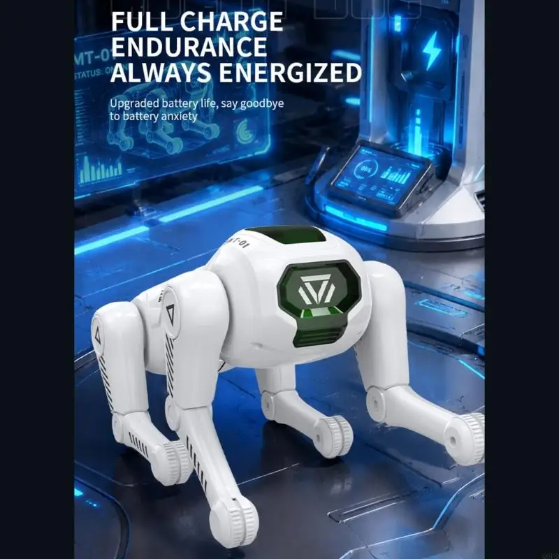 Remote Control Robot Dog Toy for Kids with One-Key Programming, Voice Response and LED Light Play for Indoor Fun