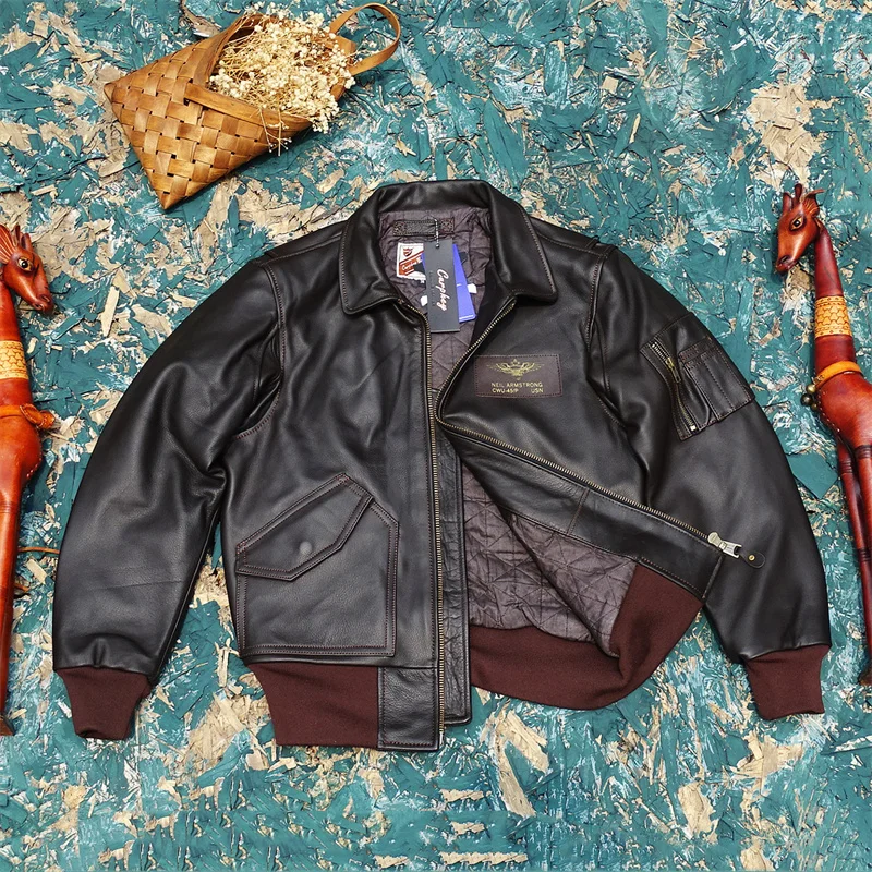 European Sle Loose Fit Cotton Lined Flng Jaet CWU45P Air Force Flight Suit with Stand Collar And Leather Texture