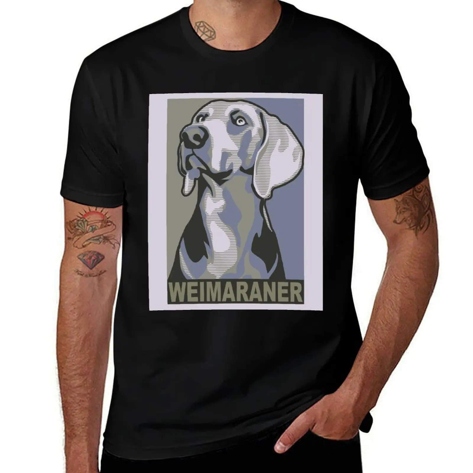 

Poster-style portrait of a Weimaraner T-Shirt oversized anime t shirts cute clothes vintage graphic tee mens tall t shirts