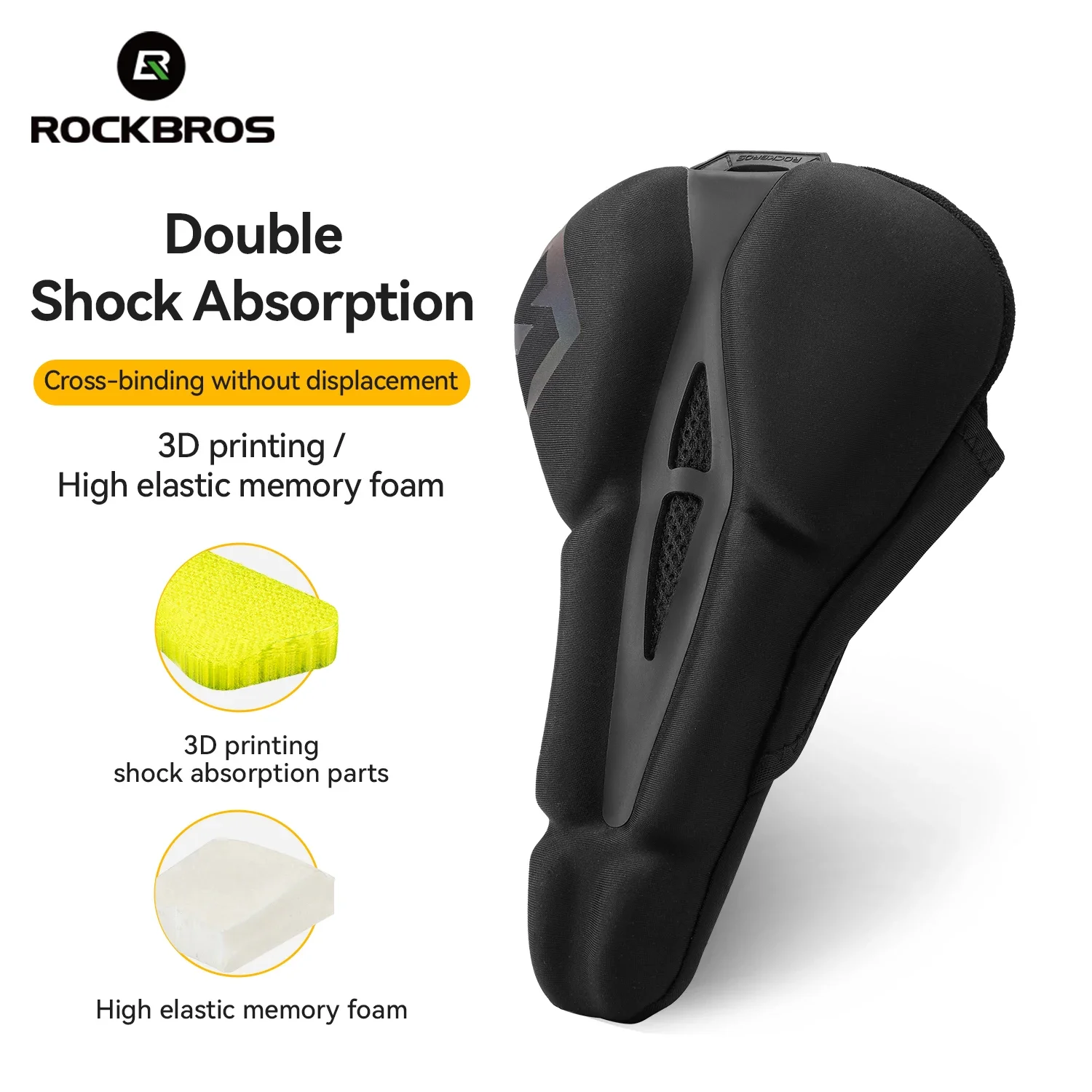 ROCKBROS Bike Seat Cover High Elastic Memory Foam Comfortable Shock Absorption Cushion Bicycle Seat Cover Cycling Accessories