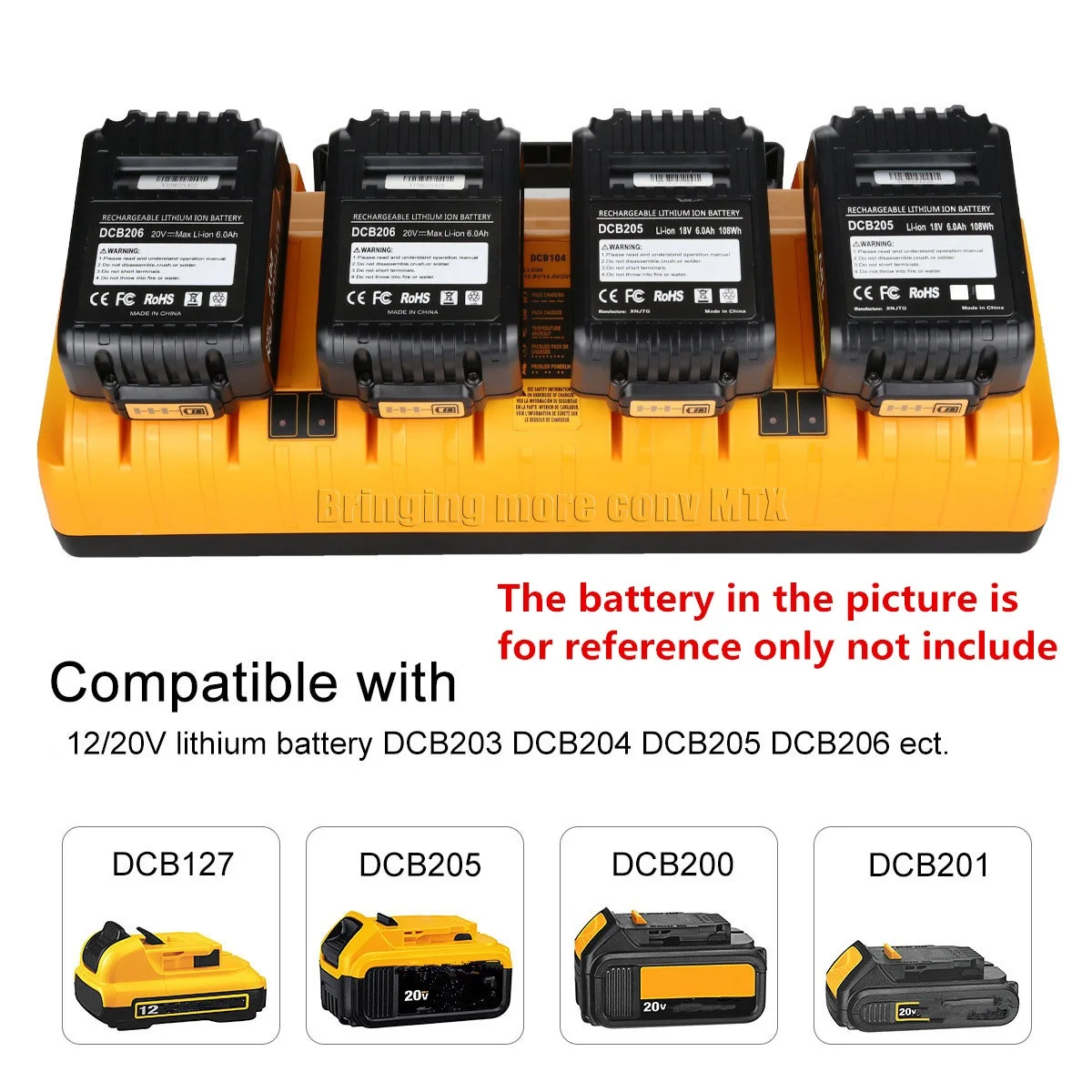 4 Port Li-ion battery Charger Rapid 3A Charging Current For Dewalt 14.4V 18V 20V DCB140 DCB180 DCB182 DCB200 DCB203 DCB205