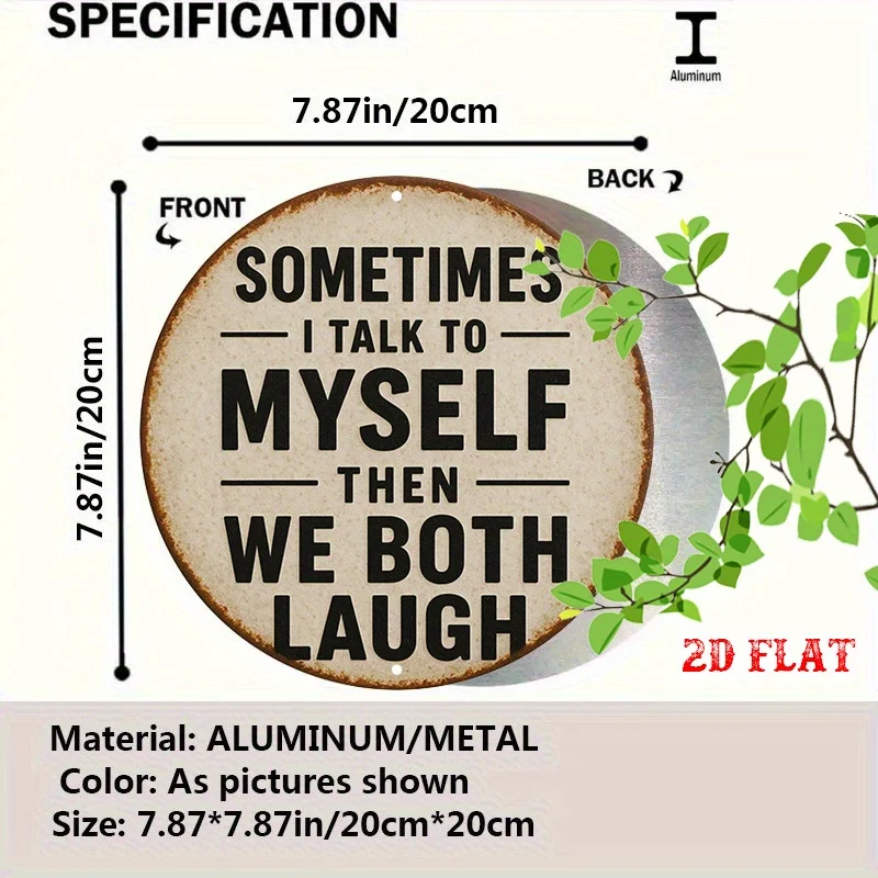 2D Flat, 1pc Vintage Self-Talk Affirmation Metal Wall Sign - 