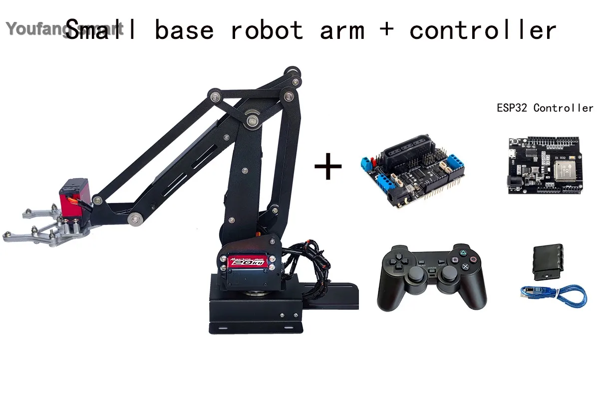 Small 4 DOF Robot Arm with Metal Manipulator Claw Rotating Base For Arduino Robot DIY Kit UNO/ESP32/STM32 Programmable Robot Arm