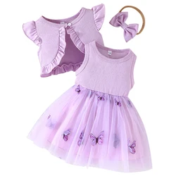 Set estivo vestiti per bambina neonato fotografia moda scialle carino senza maniche maglia cotone farfalla vestito abbigliamento per bambini BC660