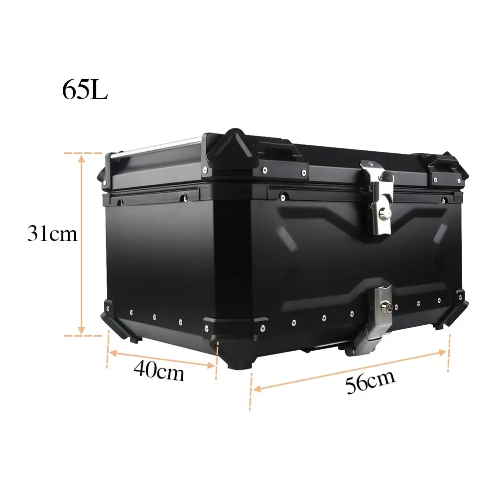 

New 65L Universal Motorcycle Rear Top Luggage Case Aluminum Alloy Storage Tail Box Waterproof Trunk Lock Toolbox Carrier 45L