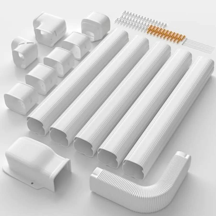 

Комплект универсальных защитных кожухов для труб мини-сплит-систем и центральных кондиционеров, 3 дюйма, 19 футов, из ПВХ и ПП