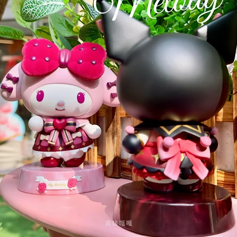 2025 Kawaii Sanrio Kuromi My Meldoy Pvc Anime Action Figurine Toys Girl Series Cartoon Handmade Model Doll Room Decor Girl Gifts