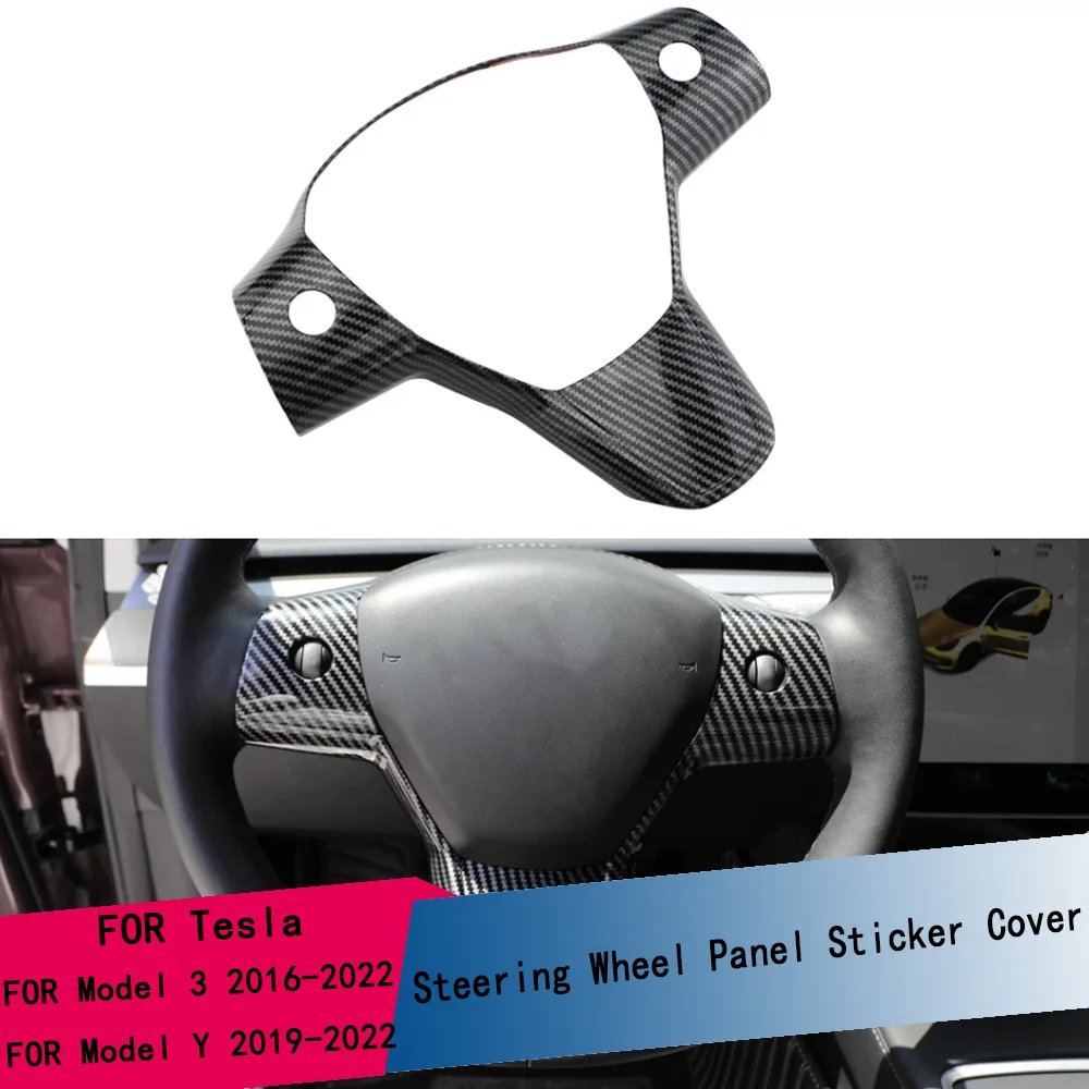 

ABS Car Steering Wheel Buttons Panel Sticker Trim Cover for Tesla Model 3 2016-2022 Model Y 2019-2022 Auto Interior Accessories
