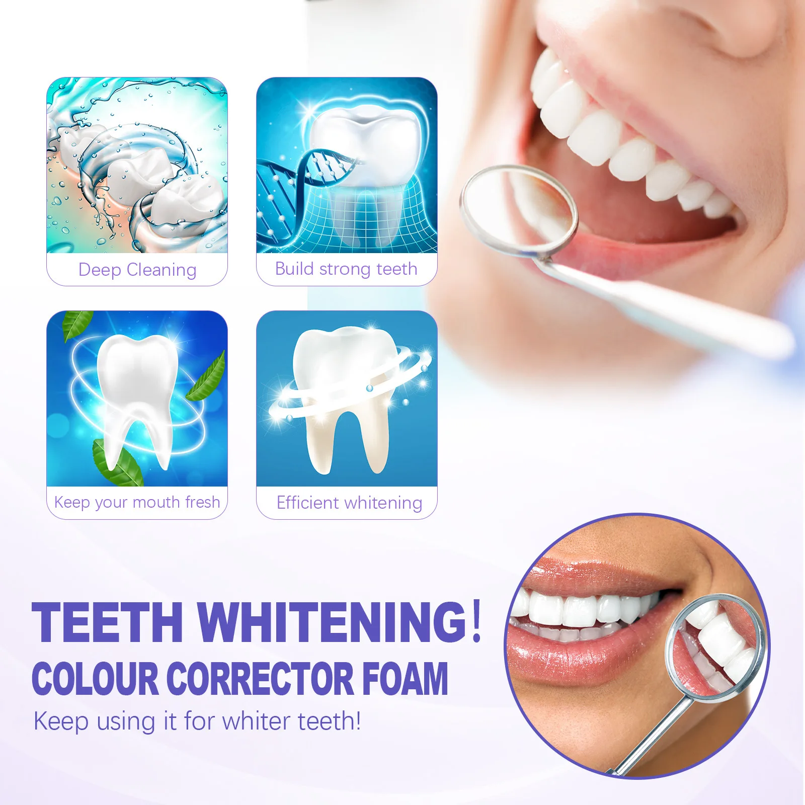 Teeth Whitening Mousse Removes Smoke Tea Coffee Stains Toothpaste Dental Bleaching Deep Cleaning Fresh Breath Oral Hygiene