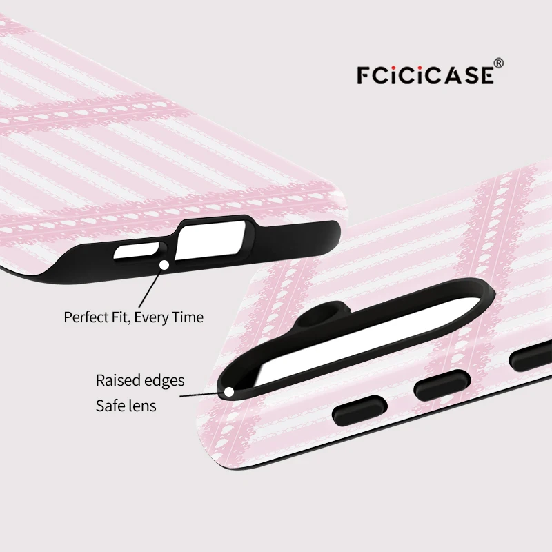 Fcicicase A56 美しいレースストライププリント携帯電話ケース Samsung Galaxy A26 A16 A36 A56 5G 二層アクリルマットカバー