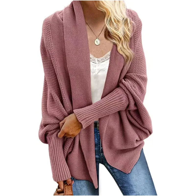 

Winter Women's Hot Selling Knitted Shawl Sweater Bat-Sleeve Plus Size Knitted Cardigan Sweater Jacket