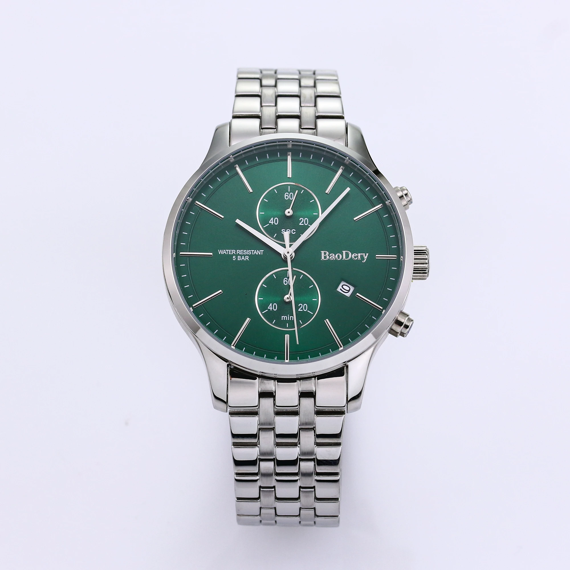 

42mm handsome men's watch, dynamic green dial, mechanical movement, stainless steel bracelet