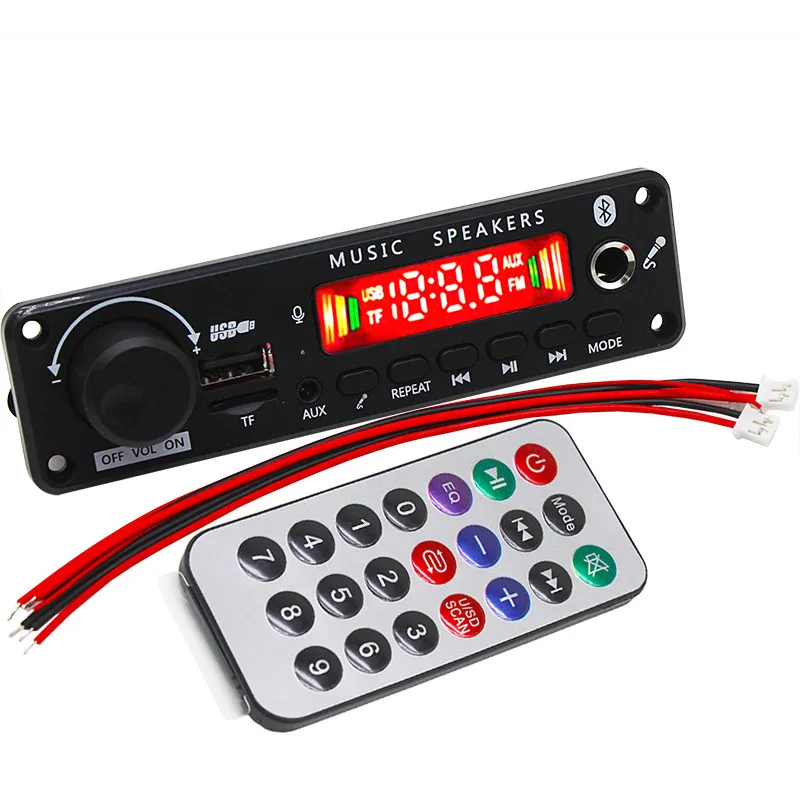 Bluetooth MP3 Decoder Board DC12V 2*25W Color Screen FM Recording Call for DIY Amplifier