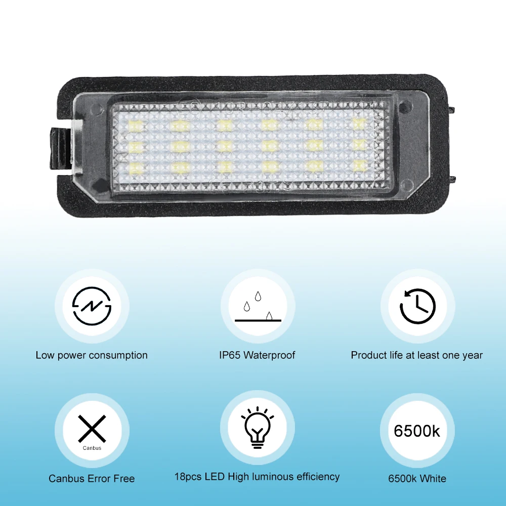 أضواء لوحة ترخيص LED لشركة فولكس فاجن سيات ليون 1P باسات CC 2011 جولف MK7 2015 السوبر مشرق رقم مصباح ترخيص Canbus خطأ مجاني