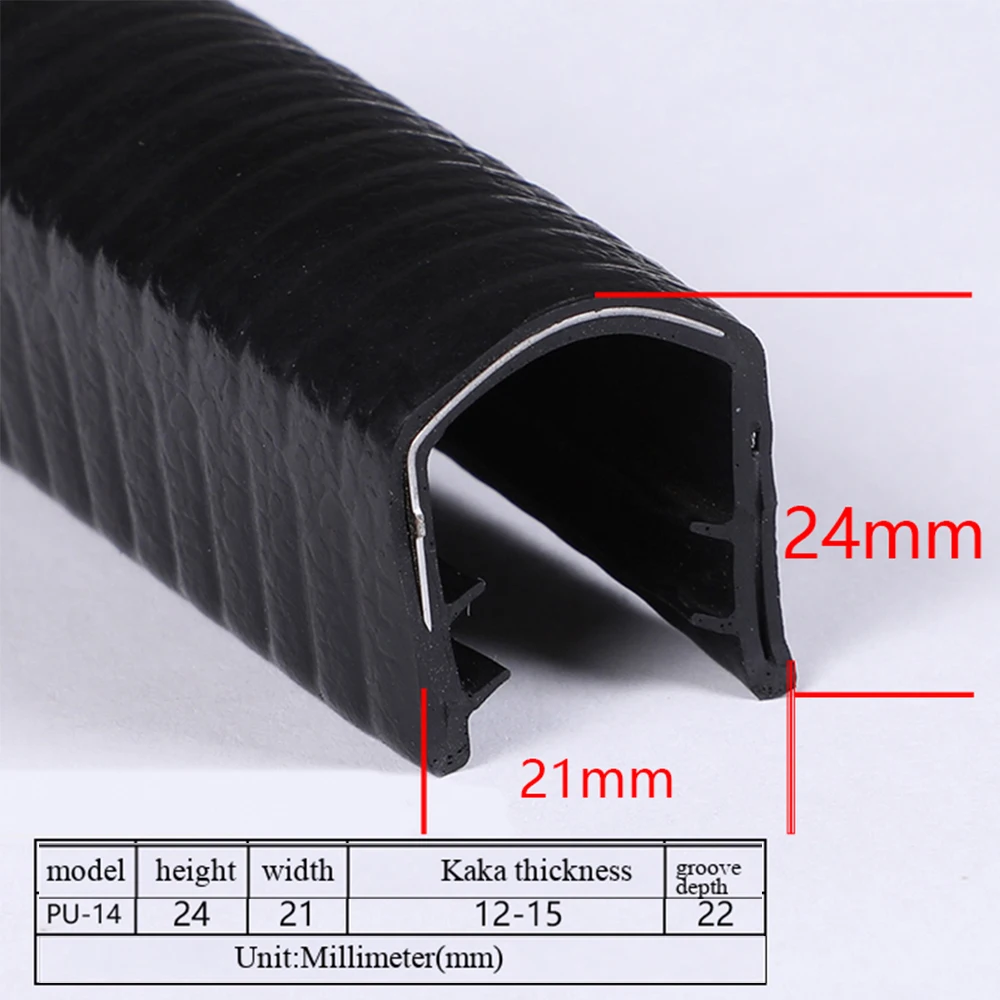 1M U-vormige rubberen afdichtstrip Rand Roestvrij stalen randafdichting Bescherming Deurafdichtingsstrip Auto Stofdichte veiligheidsafdichtingen Strips