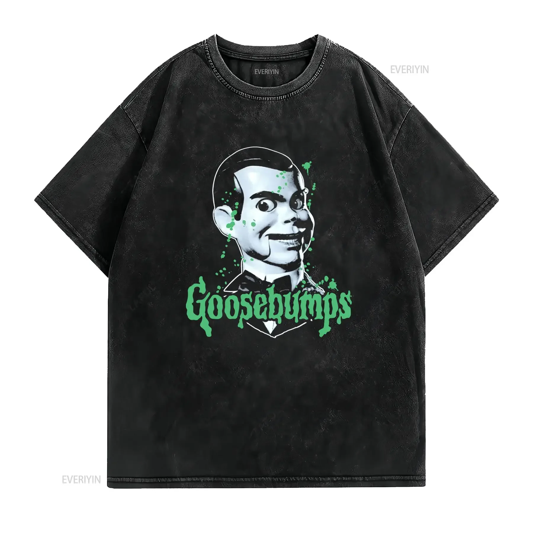 Retro Horror Goosebumps Slappy Dummy Print Casual Streetwear T Shirt vintage Washed Soft Breathable homme Stretched
