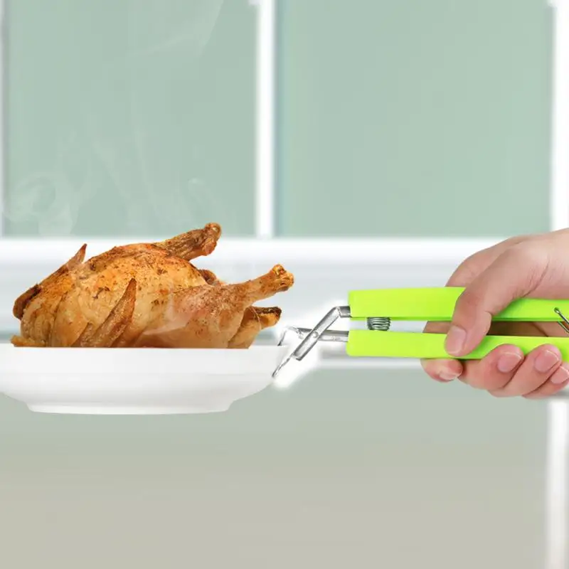 Kitchen Tools Dish Plate Bowl Clip Retriever Tong Silicone Handle Stainless Steel Hot Holder Clamp Pot Pan Gripper 2pc/Set