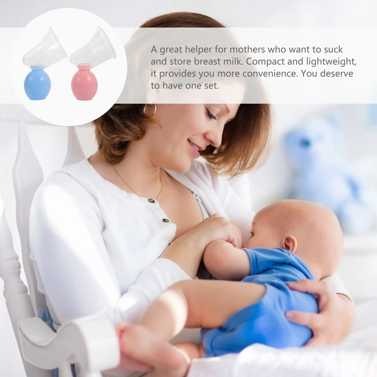 

2Sets Pump Breastmilk Manual Pumps Painfree Quiet Operation Backflow New Mom Gift Breastfeeding