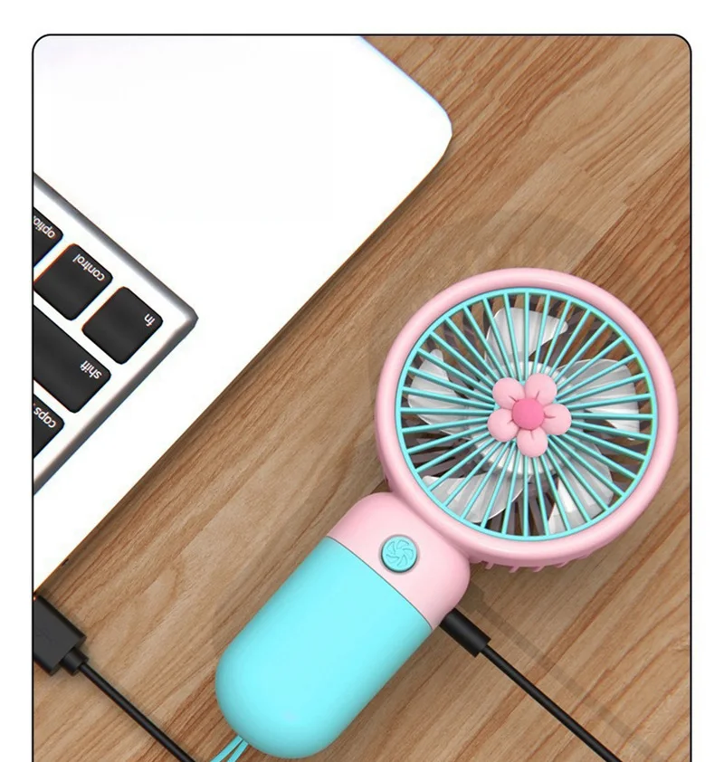 Ventilador Elétrico Pequeno de Mão, Bonito Mini Ventilador USB, Ventilador Handy Portátil Recarregável, Tamanho de Bolso, Baixo Ruído, Dormitório Estudantil