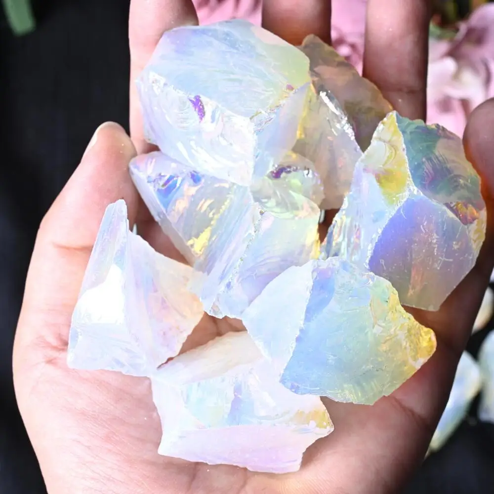 

1pc/3pcs Electroplated opal rough stone, Bulk Opal, Opal Crystals Are Used for Collection, Decoration, Tumbling, And Polishing